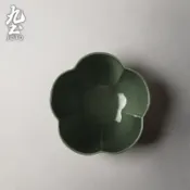 九土日式手工復古花瓣陶瓷碗盤草木灰釉手工餐具陶瓷花口碗盤花瓣菜盤水果沙拉餐盤造型花盤小碟套裝組碗盤器皿小碗CJR0488