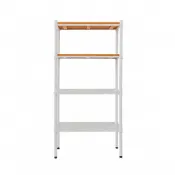 dayneeds 松木四層收納架60x30x120公分(烤漆白+柚木)層架 展示架 鐵架 木質層架 木層板架