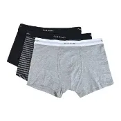 【Paul Smith】PAUL SMITH字母LOGO棉質低腰平角內褲三件裝(男款/黑x灰x條紋)