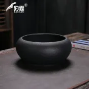 協貿國際日用品生活5館 磨砂禪風黑陶茶洗缸泡茶杯收納缸大容量廢水缸茶渣盆功夫茶具配件