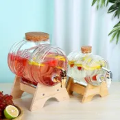 3L/5L 附龍頭/底座玻璃飲料桶 冰箱冷水壺 釀酒玻璃罐 洋酒展示瓶 可樂桶 玻璃果茶桶 泡酒罐
 TDPA