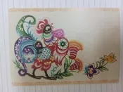 明信片- 空白名信片 彩繪剪紙-雞