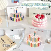良梧【現貨速發】生日蛋糕立體賀卡 紙雕手工創意 送祝福留言卡送禮物 3D立體卡片 立體蛋糕賀卡 生日蛋糕卡片