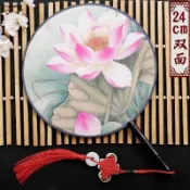 【台灣出貨】24雙面舞蹈團扇 大號宮扇 圓扇子 漢服COS表演道具 女扇子 扇風 夏季 古風扇子 媽祖扇子 功夫扇 金屬