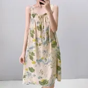 【K.W.】韓國空運輕棉麻甜蜜愛麗絲高品質免穿搭洋裝(小香風/輕量涼感/洋裝/休閒/日系/通勤/渡假)