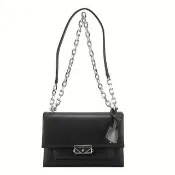 【Michael Kors】CECE高雅壓扣金屬鍊帶雙層上掀斜背包(黑)