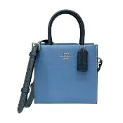 【COACH】Mini Cally系列藍x黑拚色皮革方形手提斜背兩用包/小(CE598 SVOCC)