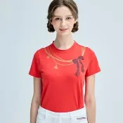 【PLAYBOY GOLF】女款蝴蝶結抗UV短袖圓領T恤-紅(吸濕排汗/抗UV/高爾夫球衫/KA25131-18)