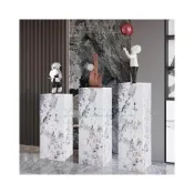(店+)大理石擺件底座 多功能增高台 客廳擺件 玄關增高擺件 展示臺模特站臺 暴力熊雕塑立柱 多功展示台石柱岩板擺台