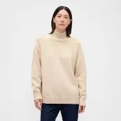 【GAP】女裝 立領長袖針織衫-米色(850142)