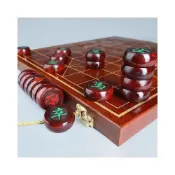 (店+)中國象棋實木高檔大號成人象棋加棋盤折疊木棋盤金絲楠木紅木象棋