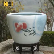 免運 特惠/附發票 魚缸 盆 水缸 陶瓷魚缸淺藍水缸養魚陽臺睡蓮荷花缸室外庭院陶瓷大缸魚缸大水缸工廠直銷 店長推薦 售後保障 全館折扣 5s722