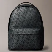 Calvin Klein 滿版LOGO印花後背包 拉鍊後背包 輕量聚氨酯製作 後背包 C67739 黑色CK(現貨)