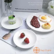 【Daylight】盤子 白陶瓷盤 牛排盤 平盤 陶瓷盤 無印風 盤子 圓盤 可微波 餐盤 菜盤 果盤
