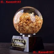 【超級嚴選】家居風水擺旋轉方形底金箔球玻璃擺旋轉水晶球家居帶來財富和寶藏用品