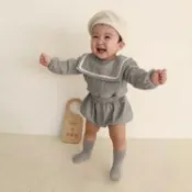 Cheese【預購】韓系學院翻領寶寶套裝/男寶寶套裝/女寶寶套裝/寶寶收涎/寶寶周歲/寶寶抓周/嬰兒套裝