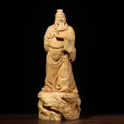 【樸緻精品】關聖帝君 義薄雲天 法像莊嚴 黃楊木 關公神像 木雕擺件（GA-3875）