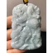D351(附證書）天然翡翠。關公關聖帝君武財神吊飾