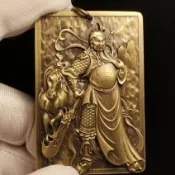 黃銅牌關羽關公掛件項鏈霸氣關二爺關聖帝君雲長高級方牌