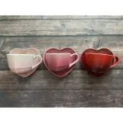 【愛咪雜貨小舖】全新Le Creuset 愛心馬克杯盤組 愛心杯 心型馬克杯 咖啡杯 情人節對杯 馬克杯 水杯