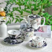全球選品1館 生活百貨 歐式玫瑰陶瓷咖啡杯碟套裝法式杯碟英式下午茶復古茶杯家用茶具套