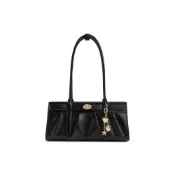(店+)【CHARLES & KEITH】小CK 季褶皺金屬貝殼包掛 PU 單肩腋下包 中號 女款 黑色/巧克力色/奶白色 禮盒禮袋 CK2-30671887