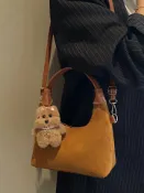 全球選品1館 生活百貨 高級質感復古小包包女2025新款上班通勤手提餃子包磨砂時尚水桶包