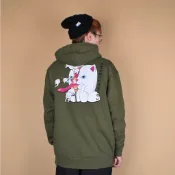 RIPNDIP ZIPPERFACE HOODIE 拉鍊貓 軍綠色 帽T 中指貓 台灣總代理-ALL