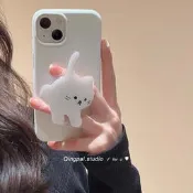 白色貓咪支架適用iphone13pro max蘋果12手機殼11可愛xr女xs網紅x
