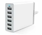 玉山最低比價網 [3東京直購] Anker A2123 白 60W PowerPort 6 USB 充電器 5V 12A 2.4A Max PowerIQ