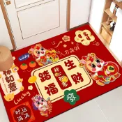 2026馬年地墊入戶門墊新年進門喜慶腳墊子吸水浴室大門口紅色地毯
