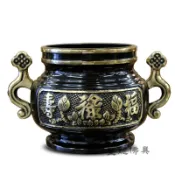 【皇龍佛具】銅製古銅色蓮花祖爐 附香灰 公媽爐 祖先爐 香爐 佛具