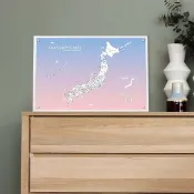 日本地圖-訂製磁吸系列海報-櫻花粉(客製化禮物)-IKEA留言板款