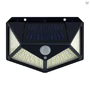 太陽能庭院燈 100顆LED壁燈 戶外花園庭院人體感應燈 黑色1個裝（內置鋰電池）