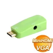 【Autobuy購物中心】Mini HDMI to VGA with Audio 轉接頭《綠色》