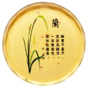 【蘭】四君子-彩印 圓形水晶文鎮 紙鎮文具系列 直徑8cmx厚度2cm