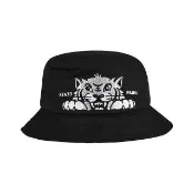 【KENZO】KENZO VARSITY繡白字LOGO快樂虎頭純棉漁夫帽(黑)