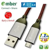 amber micro USB QC3.0/30V/3A快速充電線_搭配極強韌耐磨耐彎折PET編織線與鋁合金接頭殼體