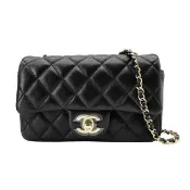 【CHANEL 香奈兒】Mini Coco 菱格羊皮金釦斜背包-18cm(AS5219-黑)『entrupy安心購』