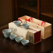 喜挖2店 國潮創意禮品茶具汝窯可養金絲開片主人杯單杯家用功夫茶杯聞香杯