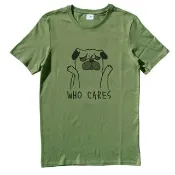 Who Cares Pug 短袖T恤 軍綠色 巴哥 哈巴狗 動物 趣味