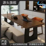 厝內小舖 【侘寂復古風】實木餐桌 原木大板桌 長方形飯桌 北歐長條桌 中古風傢俱 法式餐桌 實木桌板 自然木紋 厚實耐用 適合4-6人用餐