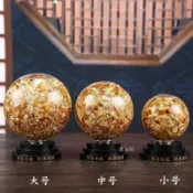 金箔水晶球擺件招財轉運可旋轉家居桌面辦公室客廳裝飾開業禮品