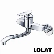 【LOLAT羅力】時尚壁式水龍頭KWN1359｜營業小吃場所愛用款/適合輕油煙及小空間使用/阻擋雜質/鉻