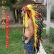 酋長帽 印第安頭飾 派對 道具 走秀 舞台表演 化裝舞會 重機 cosplay 扮裝 印地安帽子 原住民風【自然屋精品】
