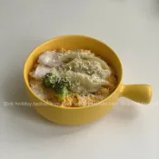 協貿國際日用品生活12館 簡約北歐風ins糖果色圓形把手陶瓷碗單把手烤盤餐廳餐具焗飯水果