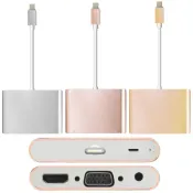 小婷電腦旗艦店 送AV線、MicroUSB線 Lightning轉HDMI/VGA/AV帶電源孔