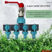塑膠四通分水器 分流器 出水管接頭 帶 4 個閥門 園林澆水工具 3/4 英寸