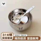 臺灣出貨#316不鏽鋼碗兒童碗防摔防燙家用吃飯湯碗寶寶成人碗勺食品級餐具#免運