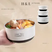 (店+)【H&L 匠心優廚】日式隔熱防燙保鮮盒 不鏽鋼保鮮盒 304 圓形 不鏽鋼便當盒 不鏽鋼兒童碗 保鮮盒 圓形保鮮盒  止滑保鮮盒 學生便當